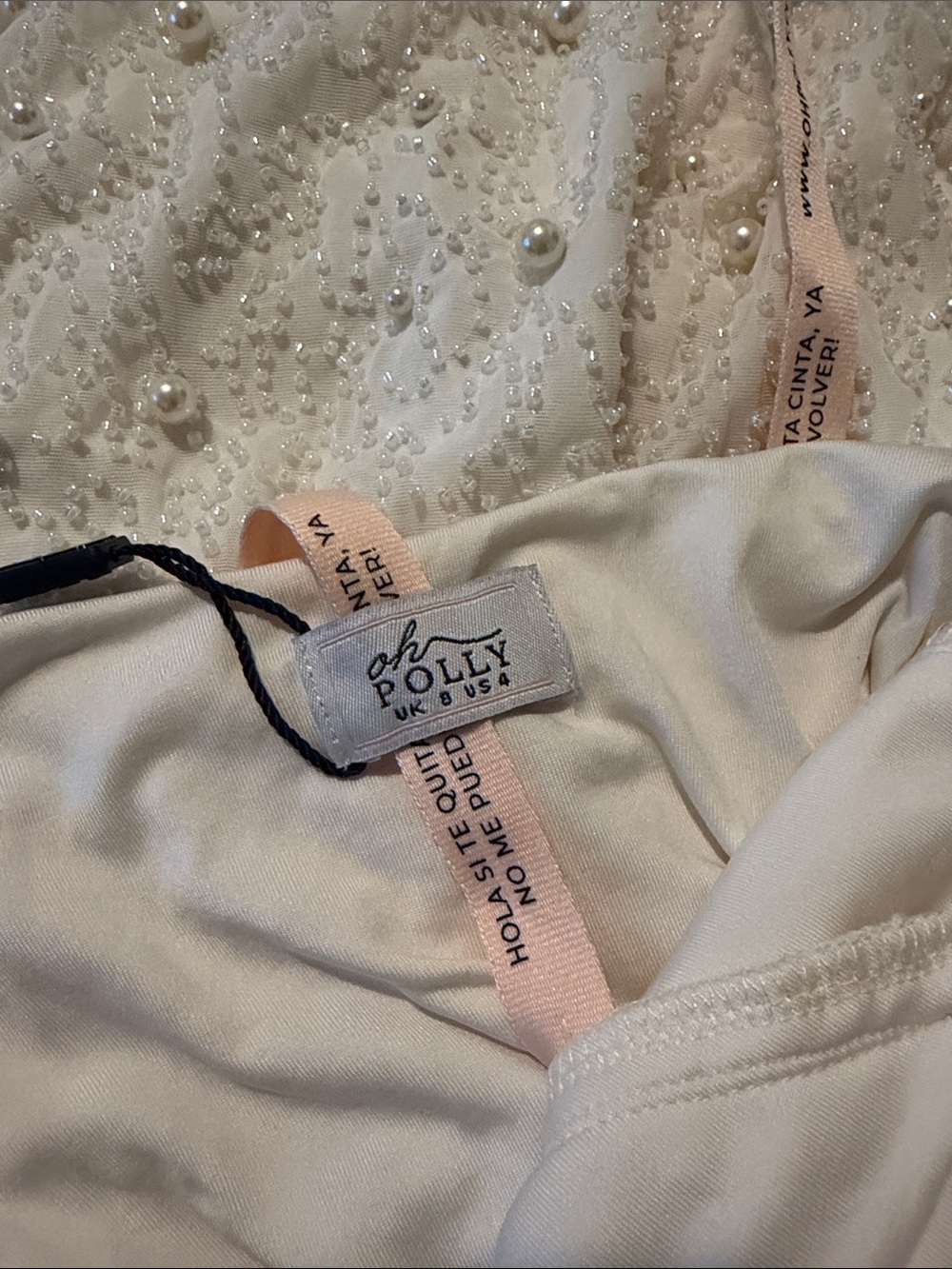 Oh Polly Versailles Deep Plunge Embellished Mini Dress in White - Picture 7 of 7